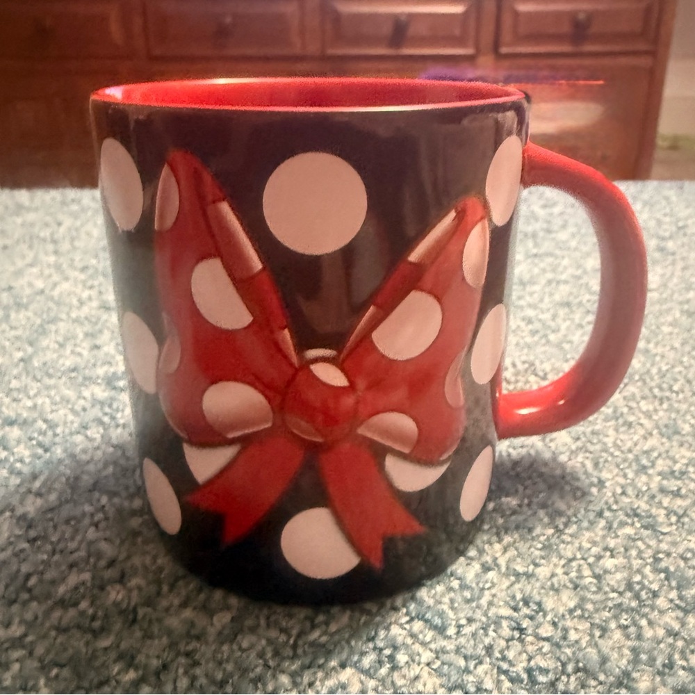 Disney Parks Red & Cream Ceramic Dish Bottom